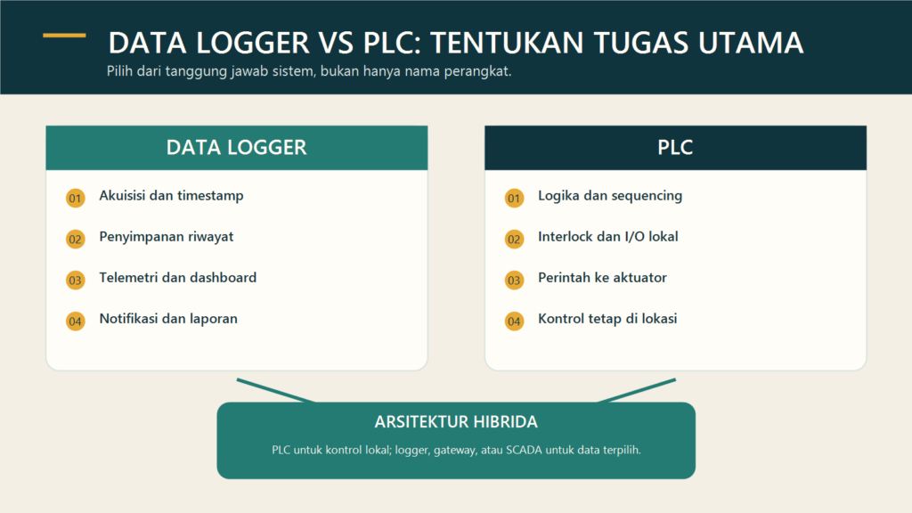Dataloggervsplcdecisionid Fortuna Argatech Diagram keputusan data logger vs plc untuk monitoring, kontrol lokal, atau arsitektur hibrida