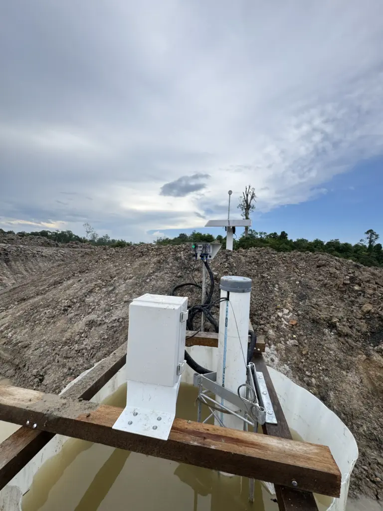 Field installation of the Palm Oil SPARING Sensor main unit by Fortuna Argatech in a palm oil mill area.