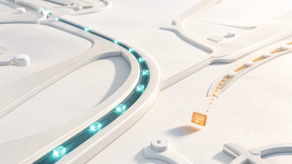 Conceptual active data paths and a fading heartbeat for offline sensor detection